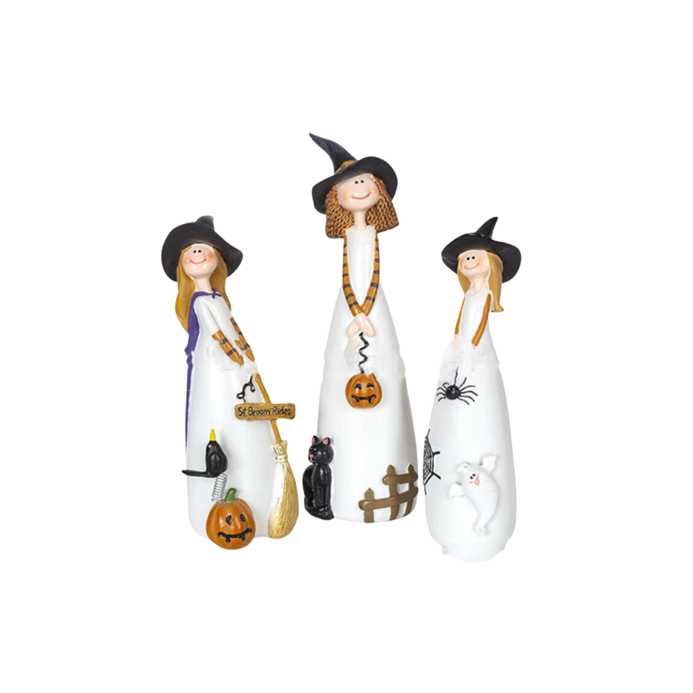 Halloween Witch Decoration Trio Resin Craft